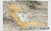 Satellite Panoramic Map of West Azarbayejan, semi-desaturated