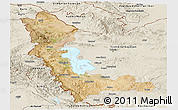 Satellite Panoramic Map of West Azarbayejan, shaded relief outside