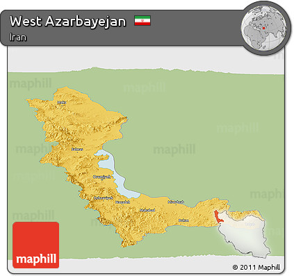 Savanna Style Panoramic Map of West Azarbayejan, single color outside