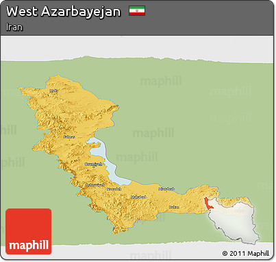 Savanna Style Panoramic Map of West Azarbayejan, single color outside