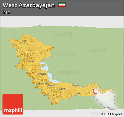 Savanna Style Panoramic Map of West Azarbayejan, single color outside