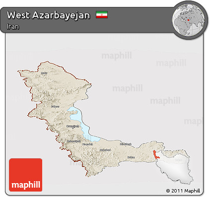 Shaded Relief Panoramic Map of West Azarbayejan, cropped outside