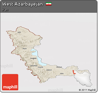 Shaded Relief Panoramic Map of West Azarbayejan, cropped outside