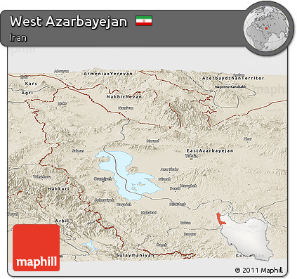Shaded Relief Panoramic Map of West Azarbayejan
