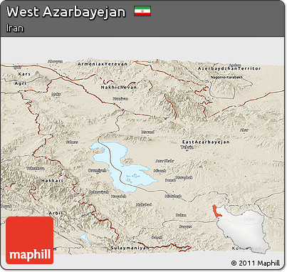 Shaded Relief Panoramic Map of West Azarbayejan