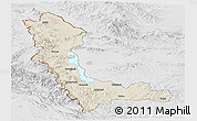 Shaded Relief Panoramic Map of West Azarbayejan, lighten, desaturated