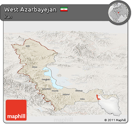 Shaded Relief Panoramic Map of West Azarbayejan, lighten