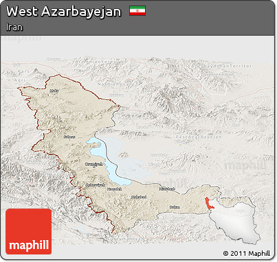 Shaded Relief Panoramic Map of West Azarbayejan, lighten