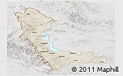 Shaded Relief Panoramic Map of West Azarbayejan, lighten, semi-desaturated
