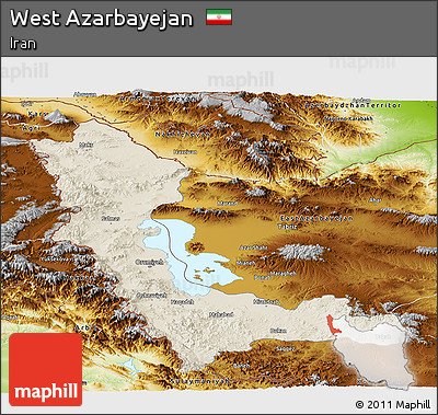 Shaded Relief Panoramic Map of West Azarbayejan, physical outside
