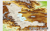 Shaded Relief Panoramic Map of West Azarbayejan, physical outside