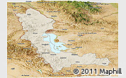 Shaded Relief Panoramic Map of West Azarbayejan, satellite outside