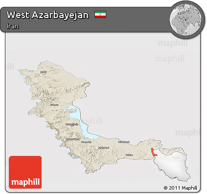 Shaded Relief Panoramic Map of West Azarbayejan, single color outside