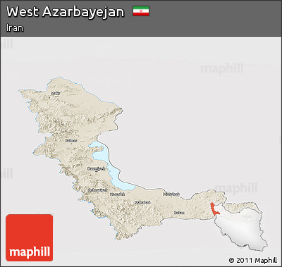 Shaded Relief Panoramic Map of West Azarbayejan, single color outside
