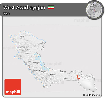 Silver Style Panoramic Map of West Azarbayejan, single color outside
