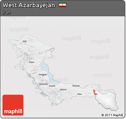 Silver Style Panoramic Map of West Azarbayejan, single color outside