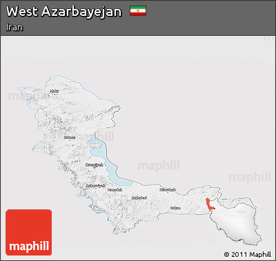 Silver Style Panoramic Map of West Azarbayejan, single color outside