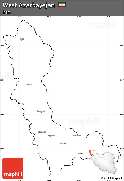 Blank Simple Map of West Azarbayejan, cropped outside