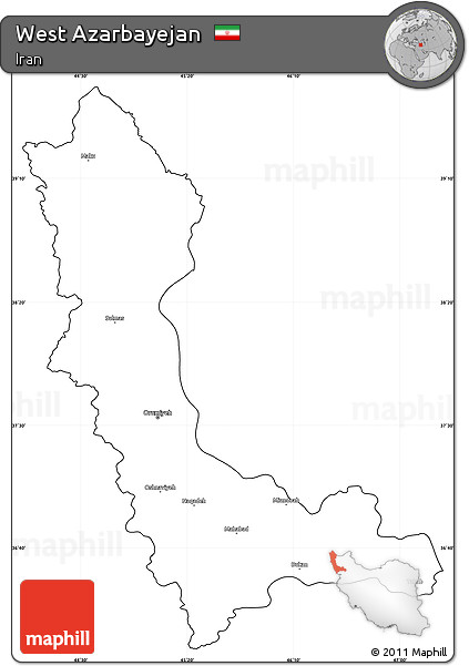 Blank Simple Map of West Azarbayejan, cropped outside