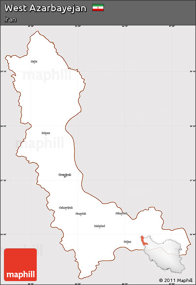 Classic Style Simple Map of West Azarbayejan, cropped outside