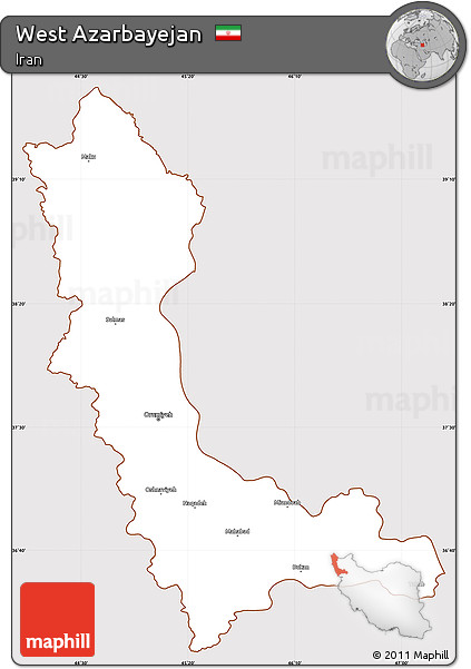 Classic Style Simple Map of West Azarbayejan, cropped outside