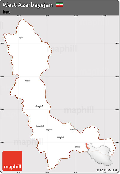Classic Style Simple Map of West Azarbayejan, cropped outside