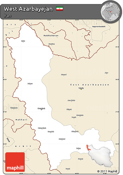 Classic Style Simple Map of West Azarbayejan