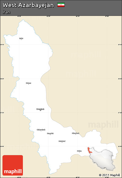 Classic Style Simple Map of West Azarbayejan, single color outside