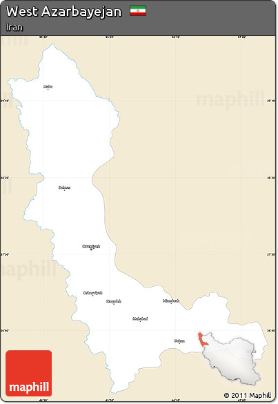 Classic Style Simple Map of West Azarbayejan, single color outside