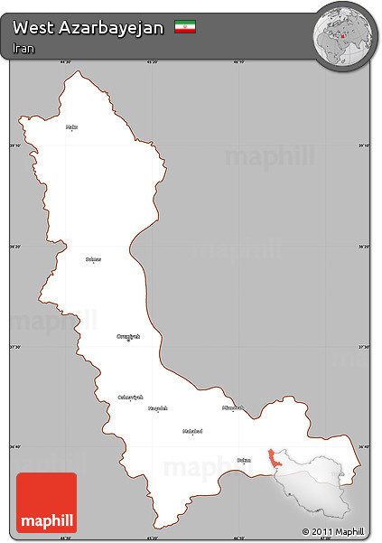 Gray Simple Map of West Azarbayejan, cropped outside