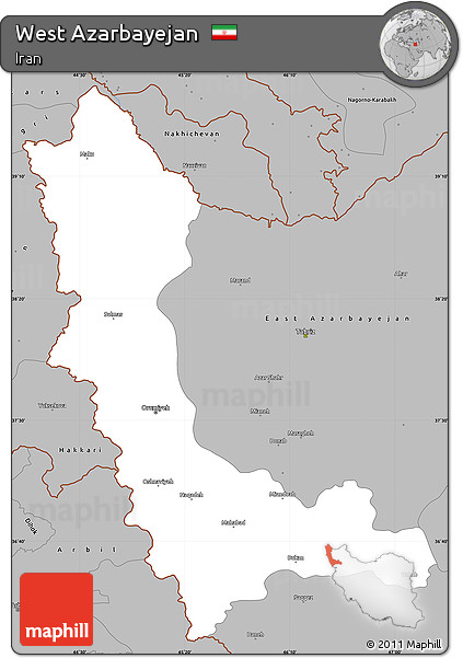 Gray Simple Map of West Azarbayejan