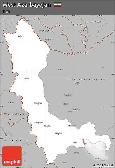Gray Simple Map of West Azarbayejan