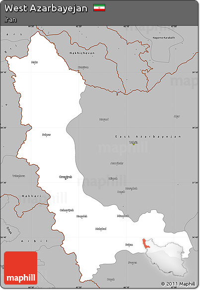 Gray Simple Map of West Azarbayejan