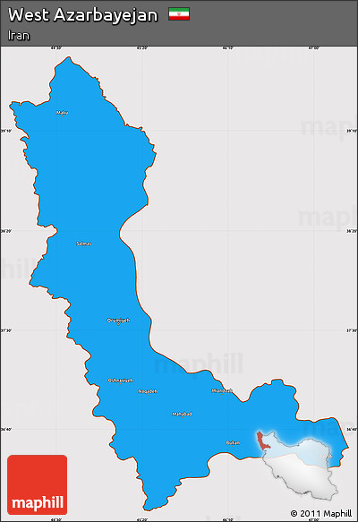 Political Simple Map of West Azarbayejan, cropped outside