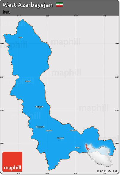 Political Simple Map of West Azarbayejan, cropped outside