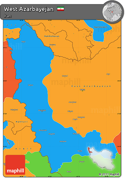 Political Simple Map of West Azarbayejan