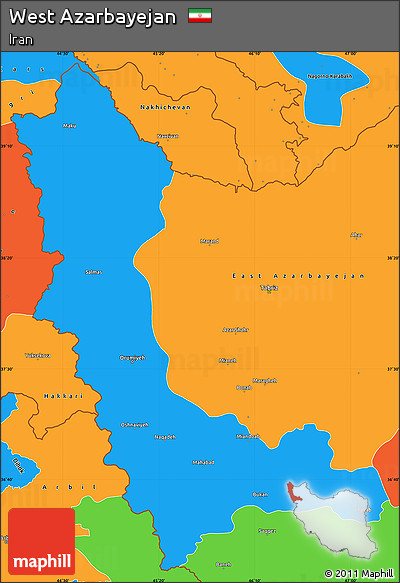 Political Simple Map of West Azarbayejan