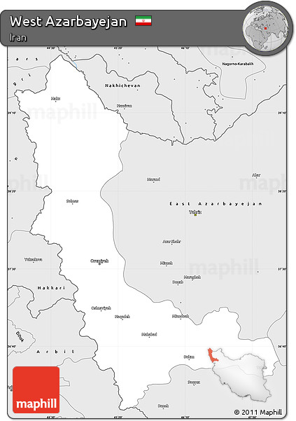 Silver Style Simple Map of West Azarbayejan