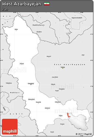 Silver Style Simple Map of West Azarbayejan