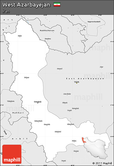 Silver Style Simple Map of West Azarbayejan