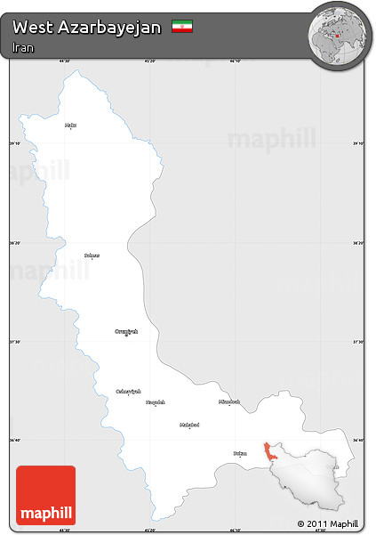 Silver Style Simple Map of West Azarbayejan, single color outside