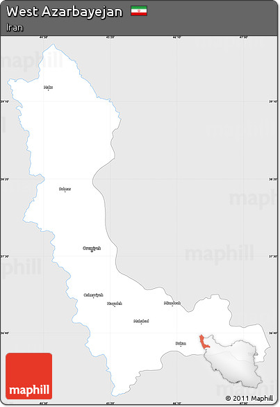 Silver Style Simple Map of West Azarbayejan, single color outside