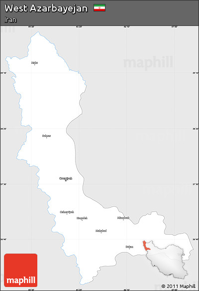 Silver Style Simple Map of West Azarbayejan, single color outside