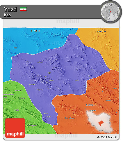 Political 3D Map of Yazd