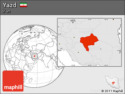 Blank Location Map of Yazd, highlighted country