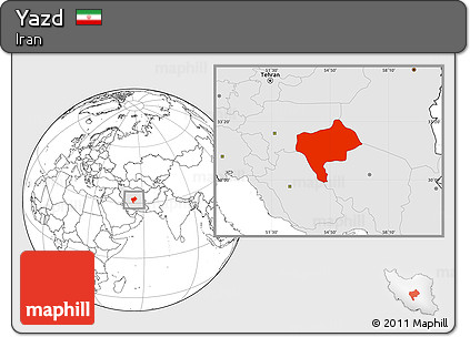 Blank Location Map of Yazd, highlighted country