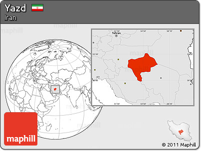 Blank Location Map of Yazd, highlighted country