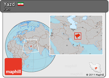 Gray Location Map of Yazd, within the entire country