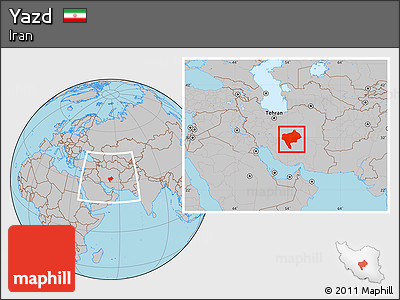 Gray Location Map of Yazd, within the entire country