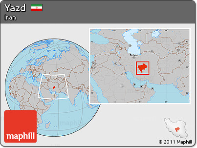 Gray Location Map of Yazd, within the entire country